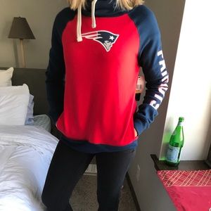 New England Patriots hoodie.